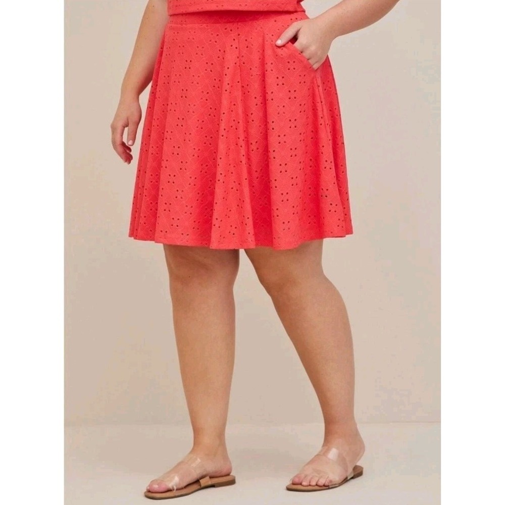 Torrid Skater Skirt Knit Eyelet Pink Plus Size 4 Cottagecore‎